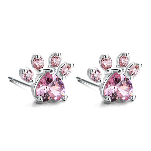 Rose Gold Paw Jewelry Set â€“ 4 Pieces with Zirconia Heart (Ring, Necklace, Earrings, Bracelet)