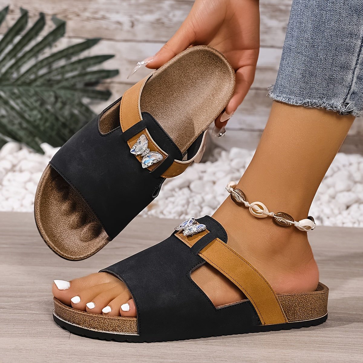 Ivy™ Cork Sole Slip-On Sandal – Effortlessly Stylish, All-Day Comfort