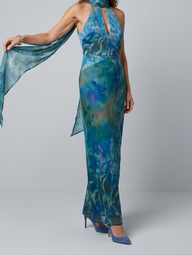 Juniper | Keyhole Halter Sleeveless Maxi Dress