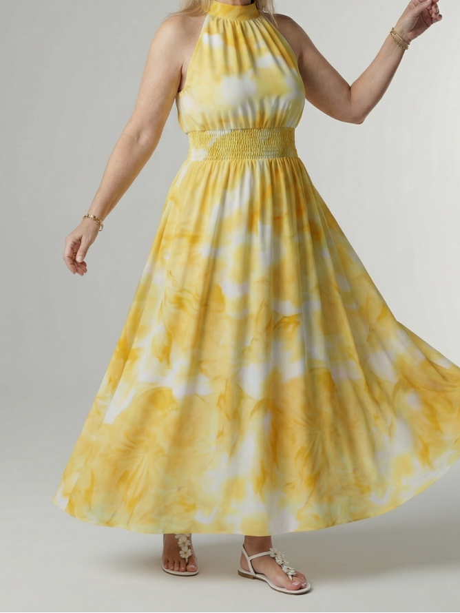Sylin | Gathered Halter Midi Dress