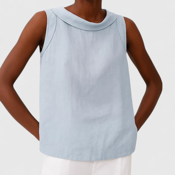 Annie | Elegant Top with Roll Collar