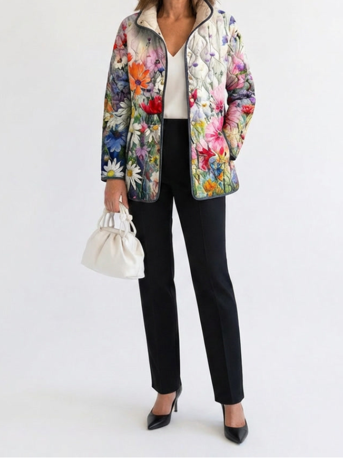 Kaia | Charming Vintage Floral Print Quilted Jacket