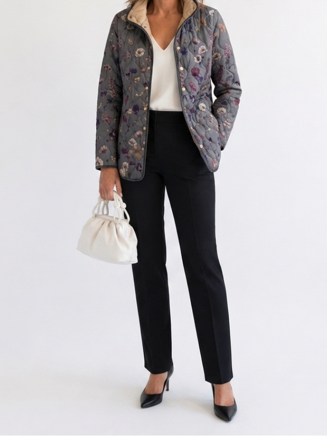 Niva | Vintage Floral Print Quilted Jacket