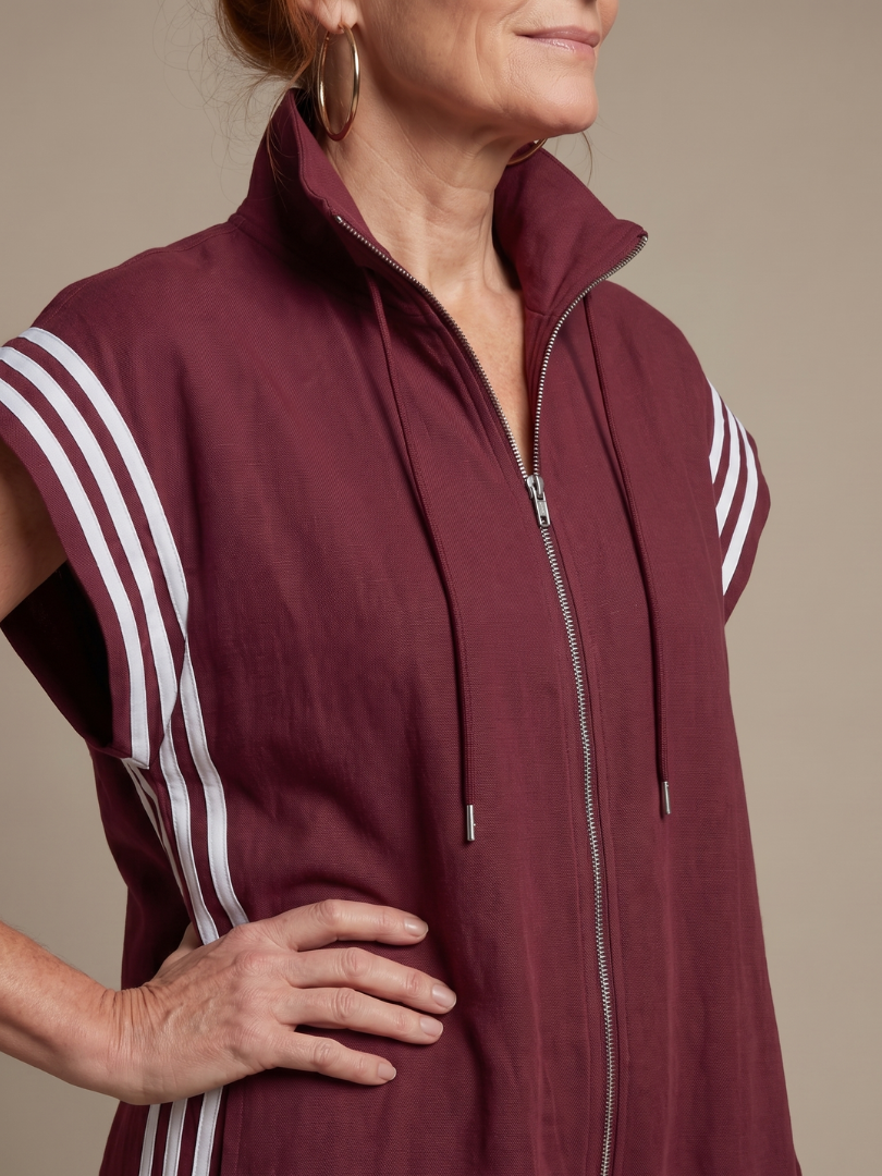 Lark | Zip Front Stripe Panel Jumpsuit