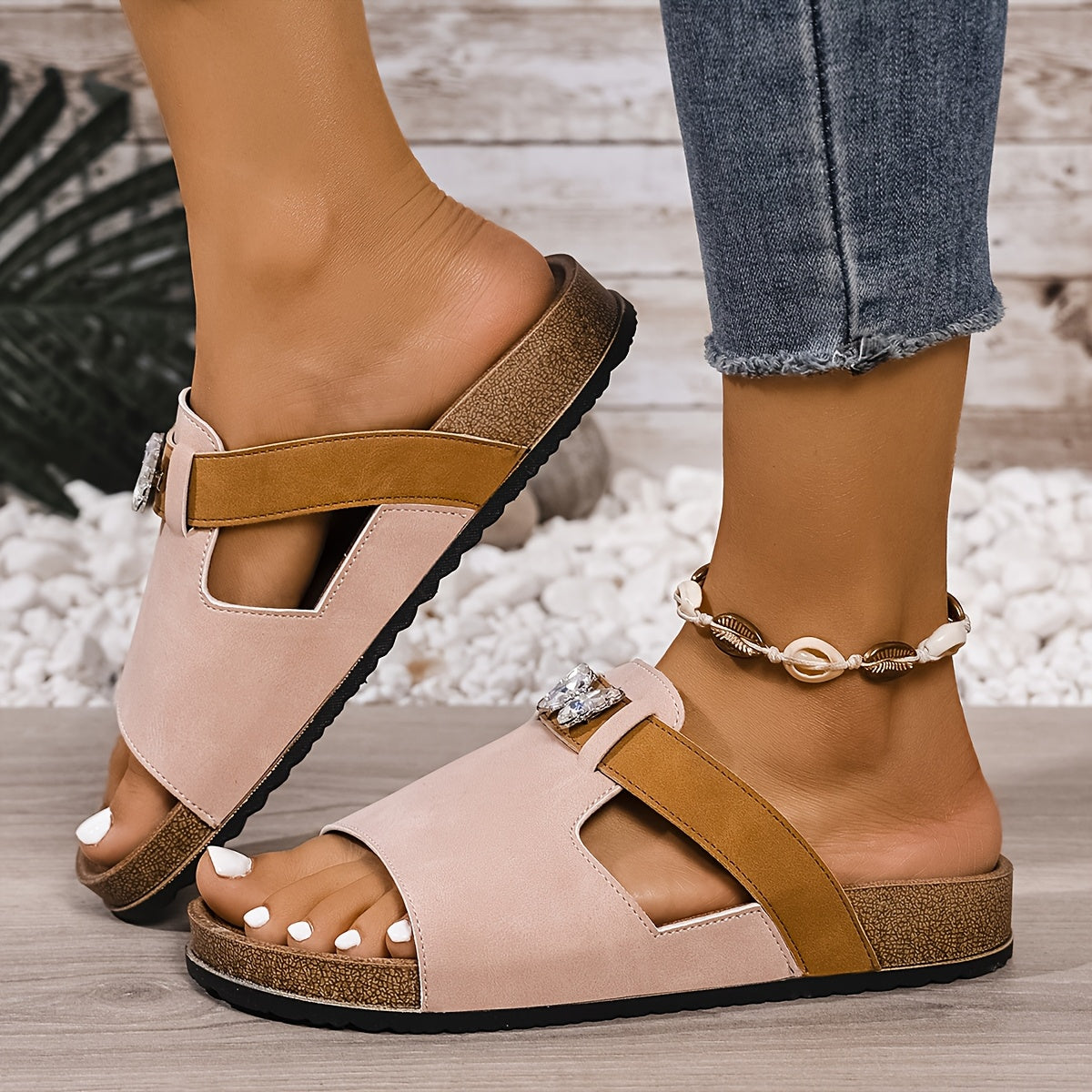 Ivy™ Cork Sole Slip-On Sandal – Effortlessly Stylish, All-Day Comfort