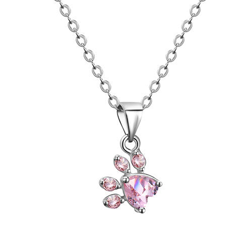 Rose Gold Paw Jewelry Set â€“ 4 Pieces with Zirconia Heart (Ring, Necklace, Earrings, Bracelet)