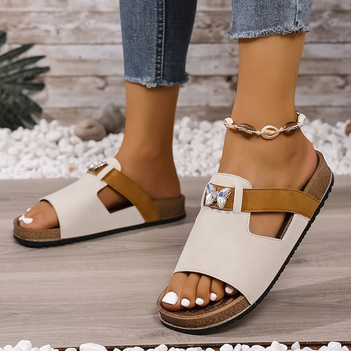 Ivy™ Cork Sole Slip-On Sandal – Effortlessly Stylish, All-Day Comfort