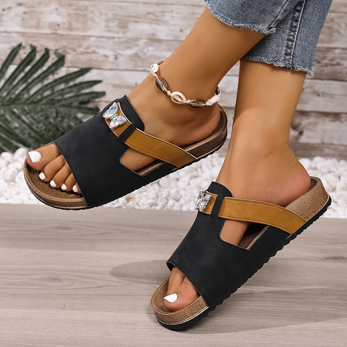Ivy™ Cork Sole Slip-On Sandal – Effortlessly Stylish, All-Day Comfort