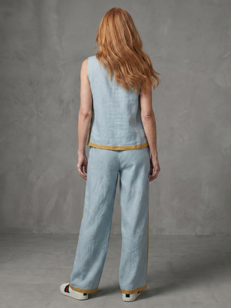 Inara | Sleeveless Top Wide Leg Contrast Pants Set