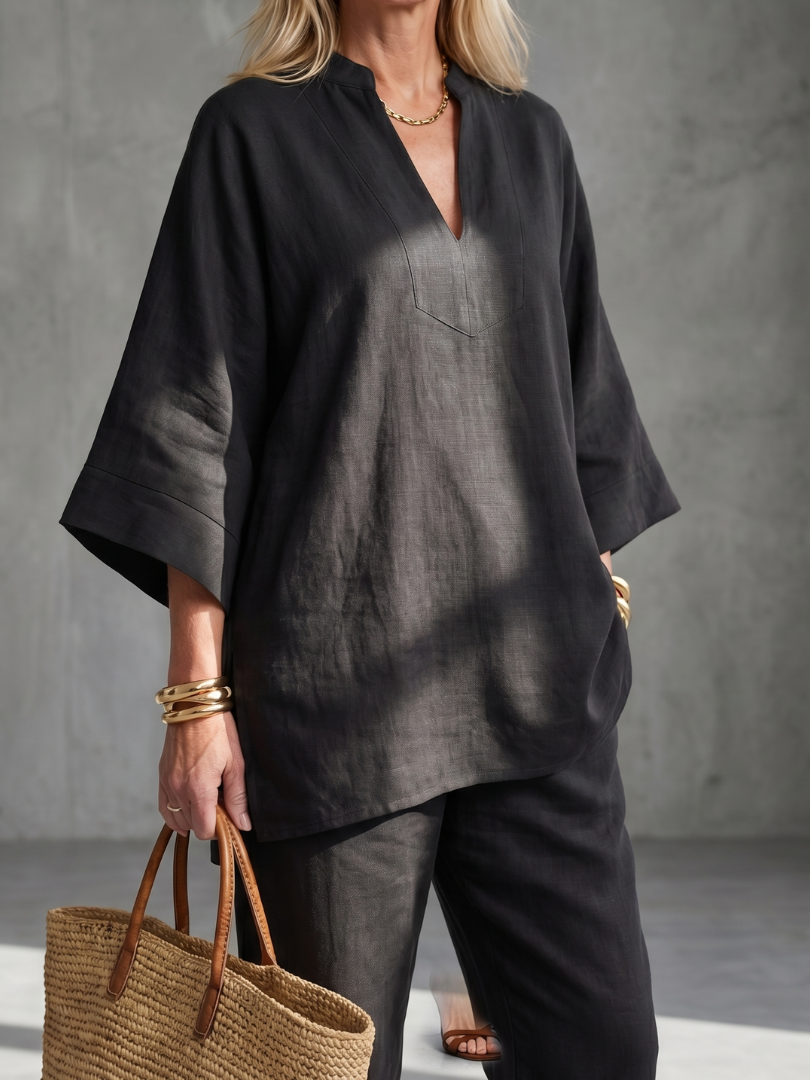 Georgiana | V Neck Tunic Gathered Trouser Set