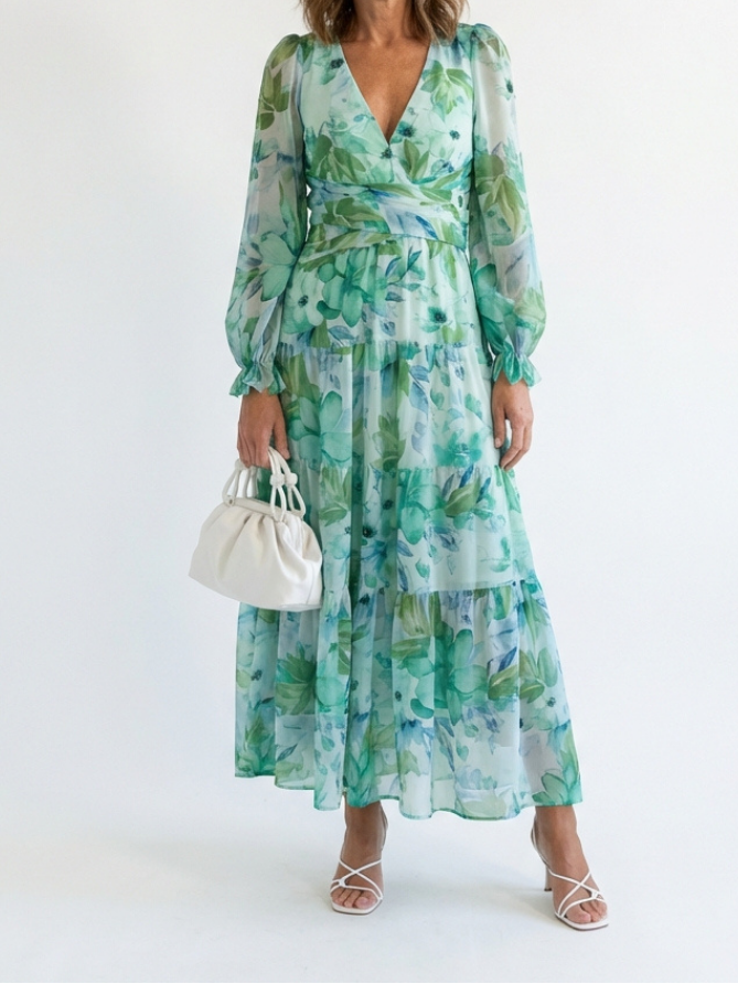 Althea | Long Sleeve Floral Maxi Dress