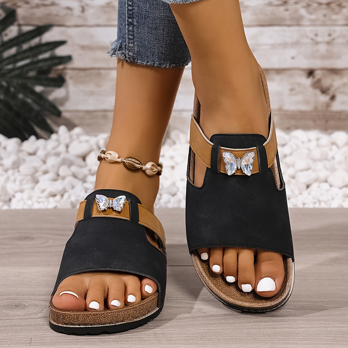 Ivy™ Cork Sole Slip-On Sandal – Effortlessly Stylish, All-Day Comfort