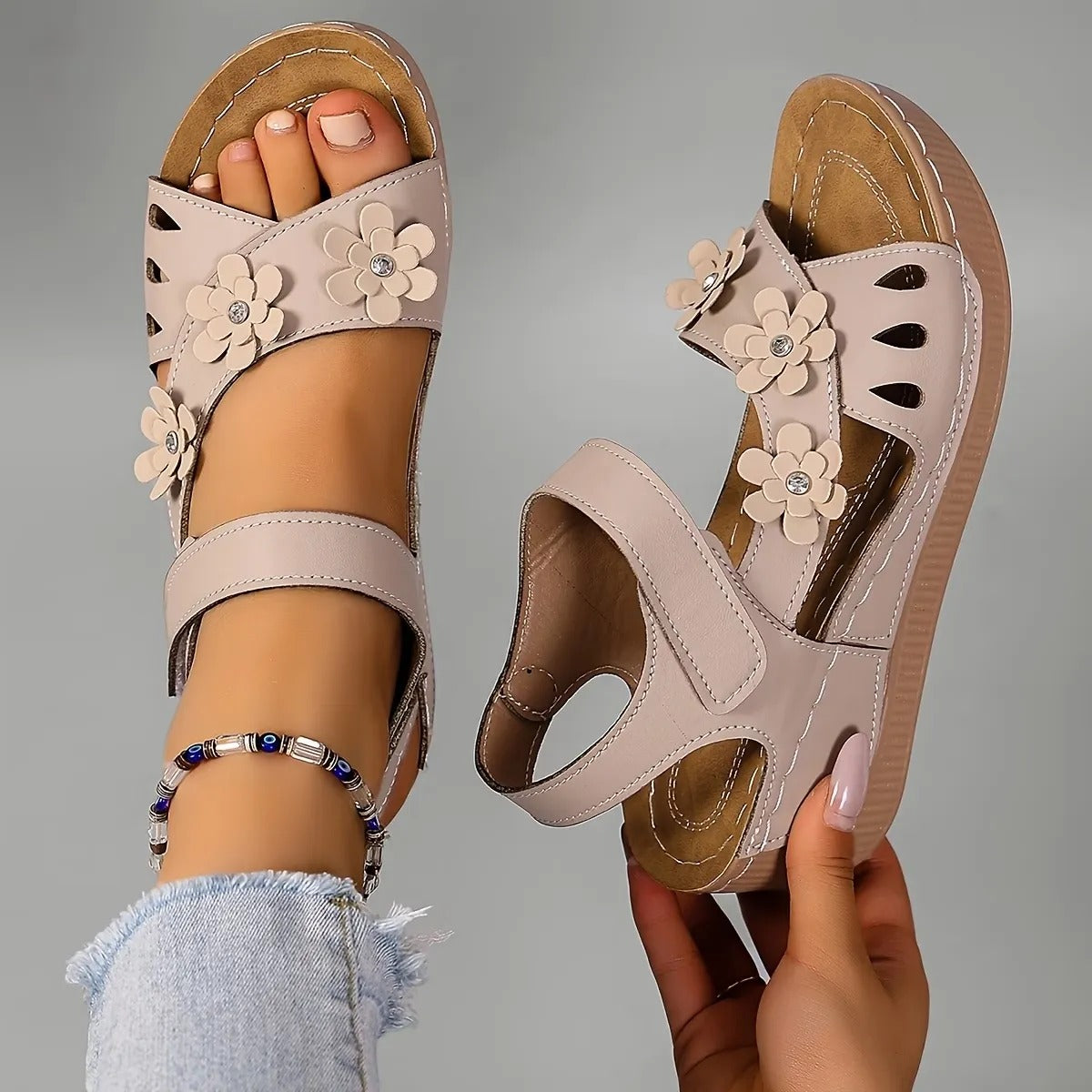 Flora™ Floral Detail Comfort Sandal – Feminine Style