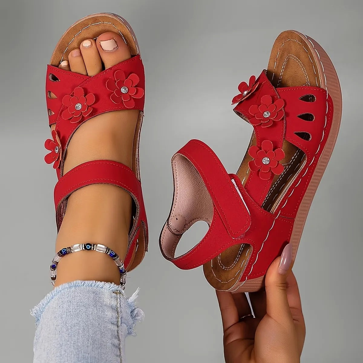 Flora™ Floral Detail Comfort Sandal – Feminine Style