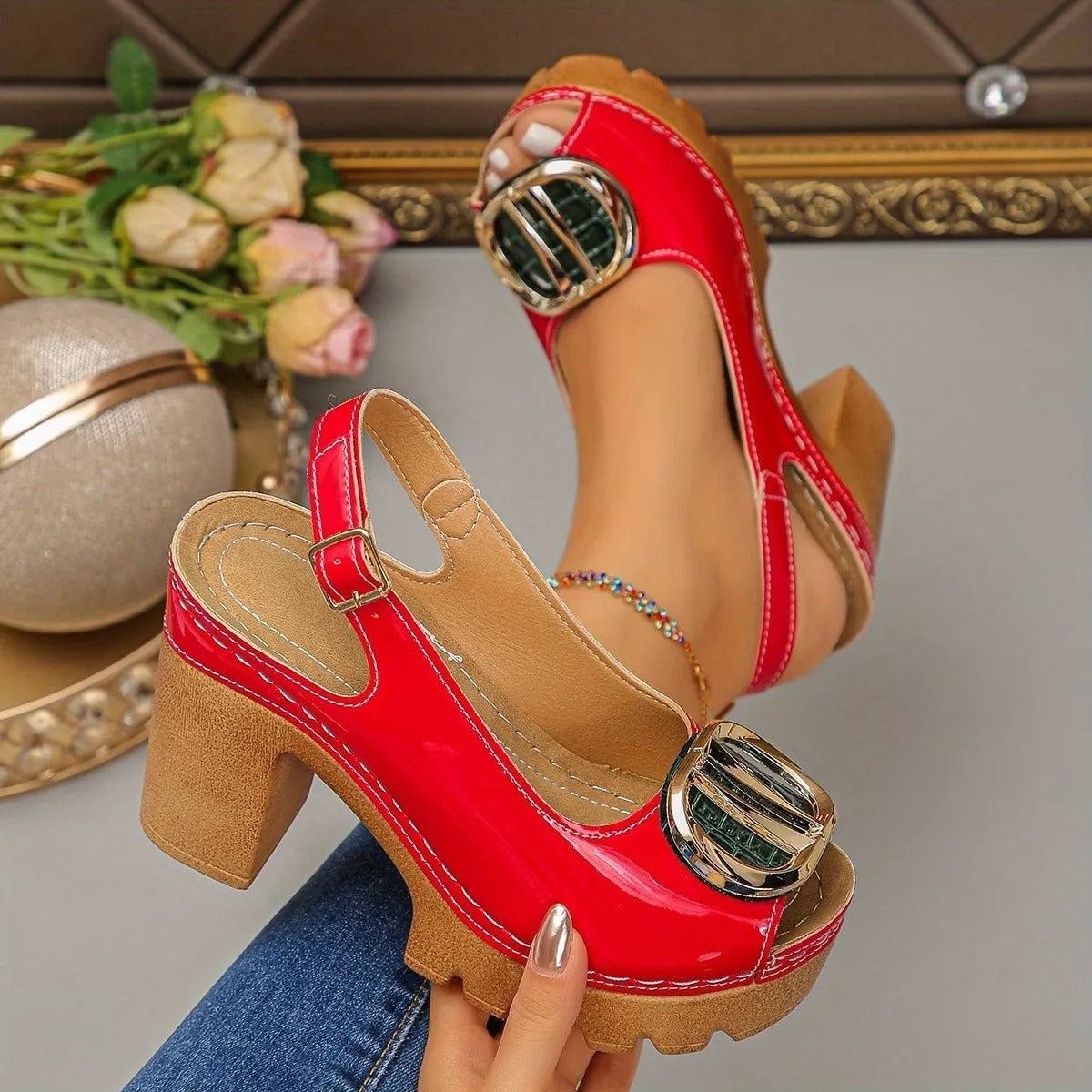 Sofia™ Buckle Platform Heel – Bold Style, Comfortable All Day