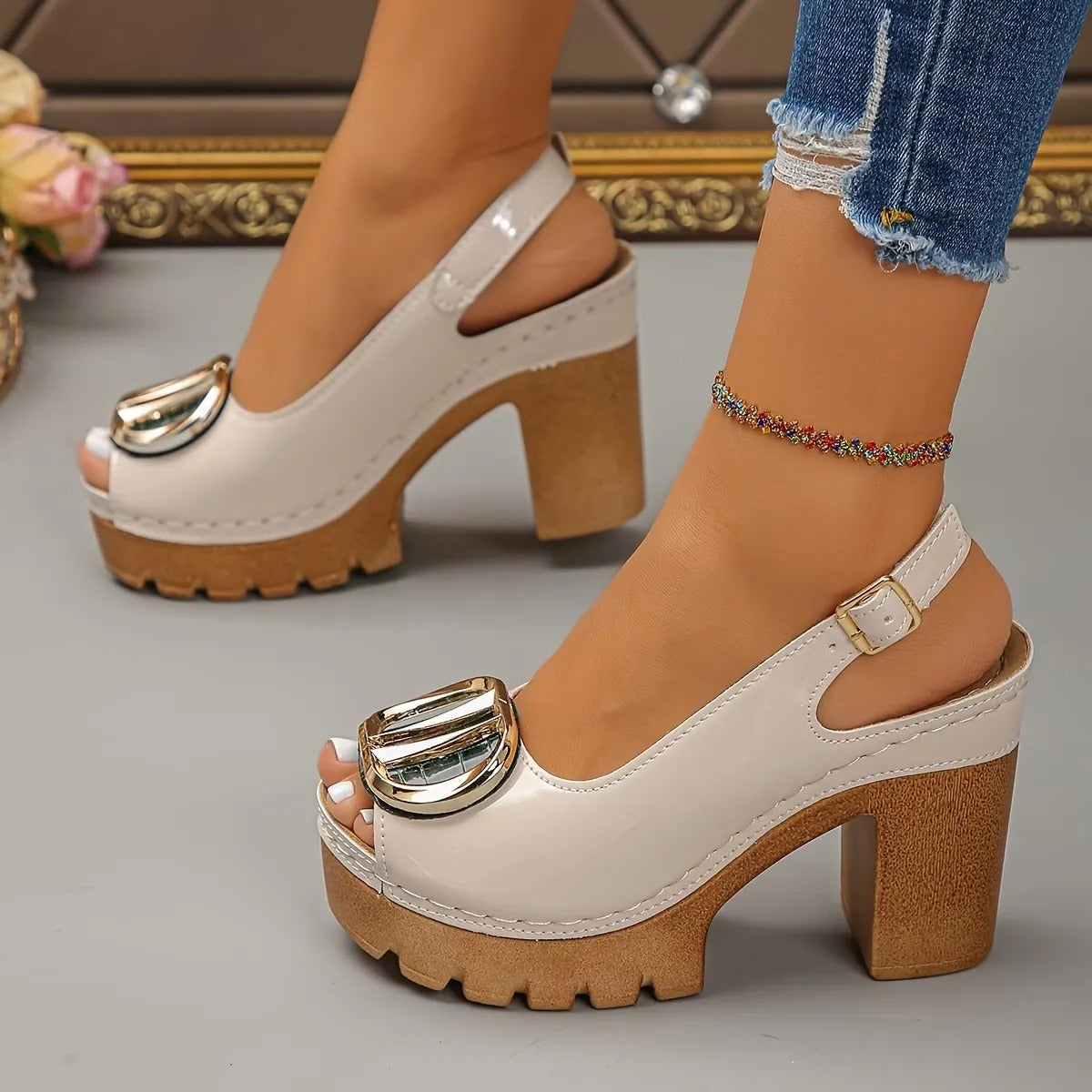 Sofia™ Buckle Platform Heel – Bold Style, Comfortable All Day