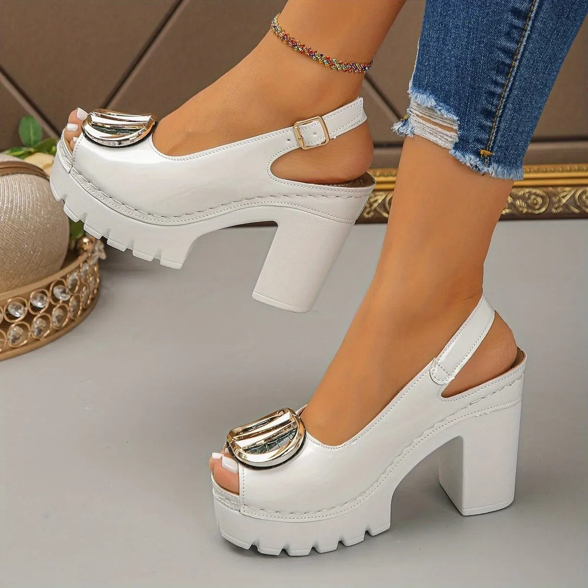 Sofia™ Buckle Platform Heel – Bold Style, Comfortable All Day