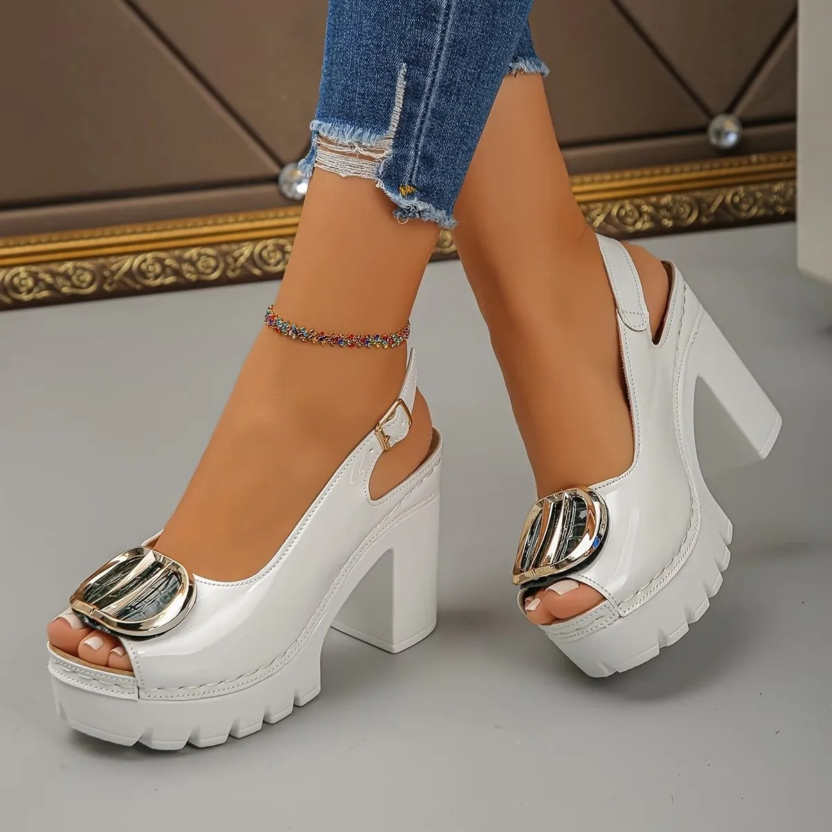 Sofia™ Buckle Platform Heel – Bold Style, Comfortable All Day