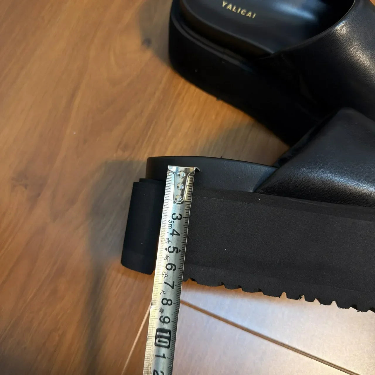 Nora™ Leather Platform Slide – Effortless Style, All-Day Comfort