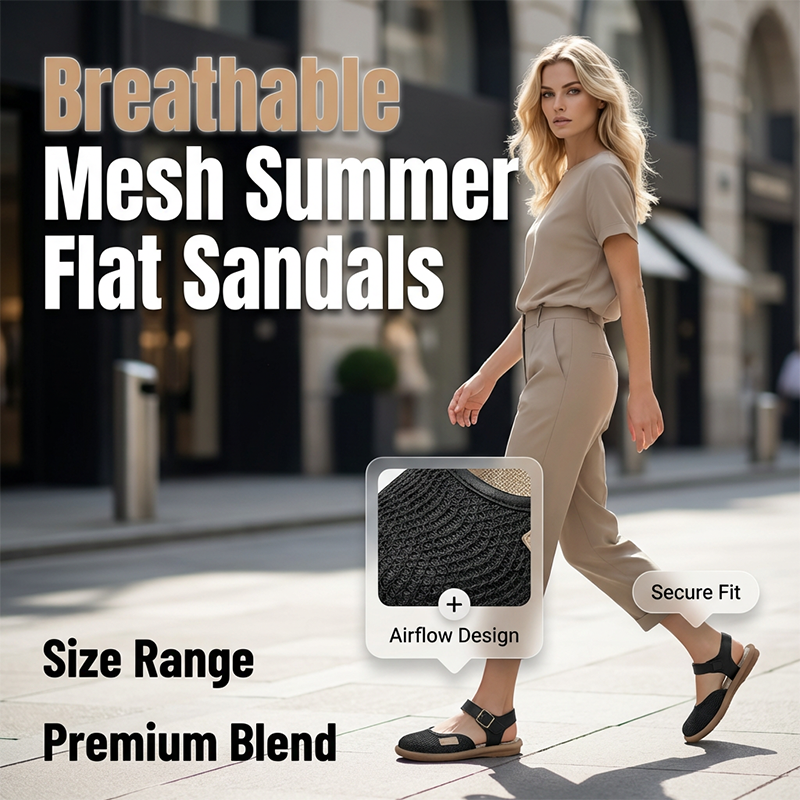 Wren™ | Breathable Mesh Flat Sandals with Ankle Strap