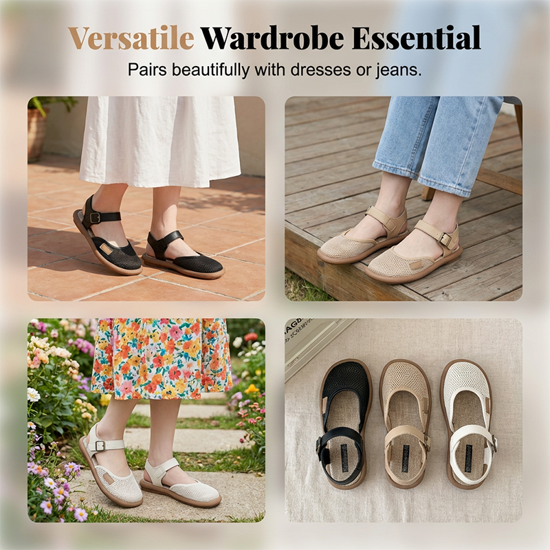 Wren™ | Breathable Mesh Flat Sandals with Ankle Strap
